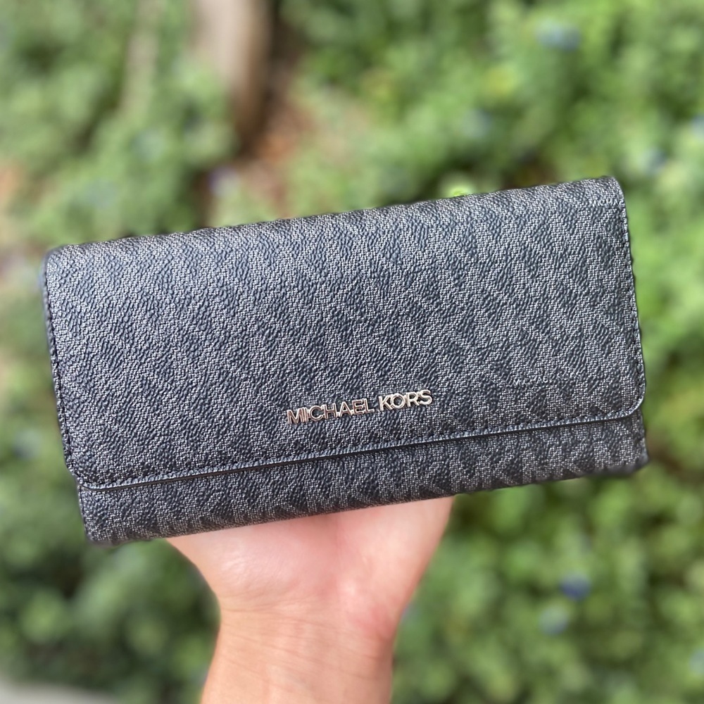 Michael Kors Jet Set Trifold Wallet Black - Picture 2 of 6